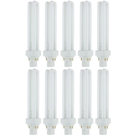 Sunlite PLD26/E/SP35K 3500K Fluorescent 26W PLD Double U-Shaped Twin Tube CFL Bulbs w/4-Pin G24Q-3, 10PK 40558-SU